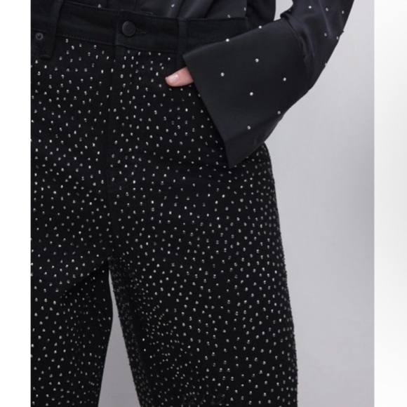 GOOD AMERICAN Black Good Ease Rhinestone Jeans